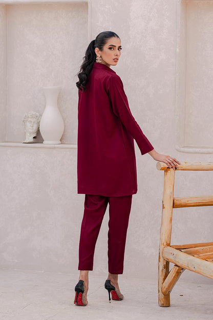 Burgundy Bloom 2pc Suit