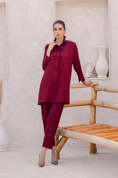 Burgundy Bloom 2pc Suit