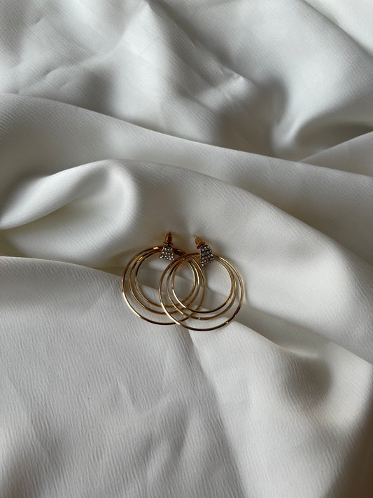 Radiant Trio Stone Hoop Earrings