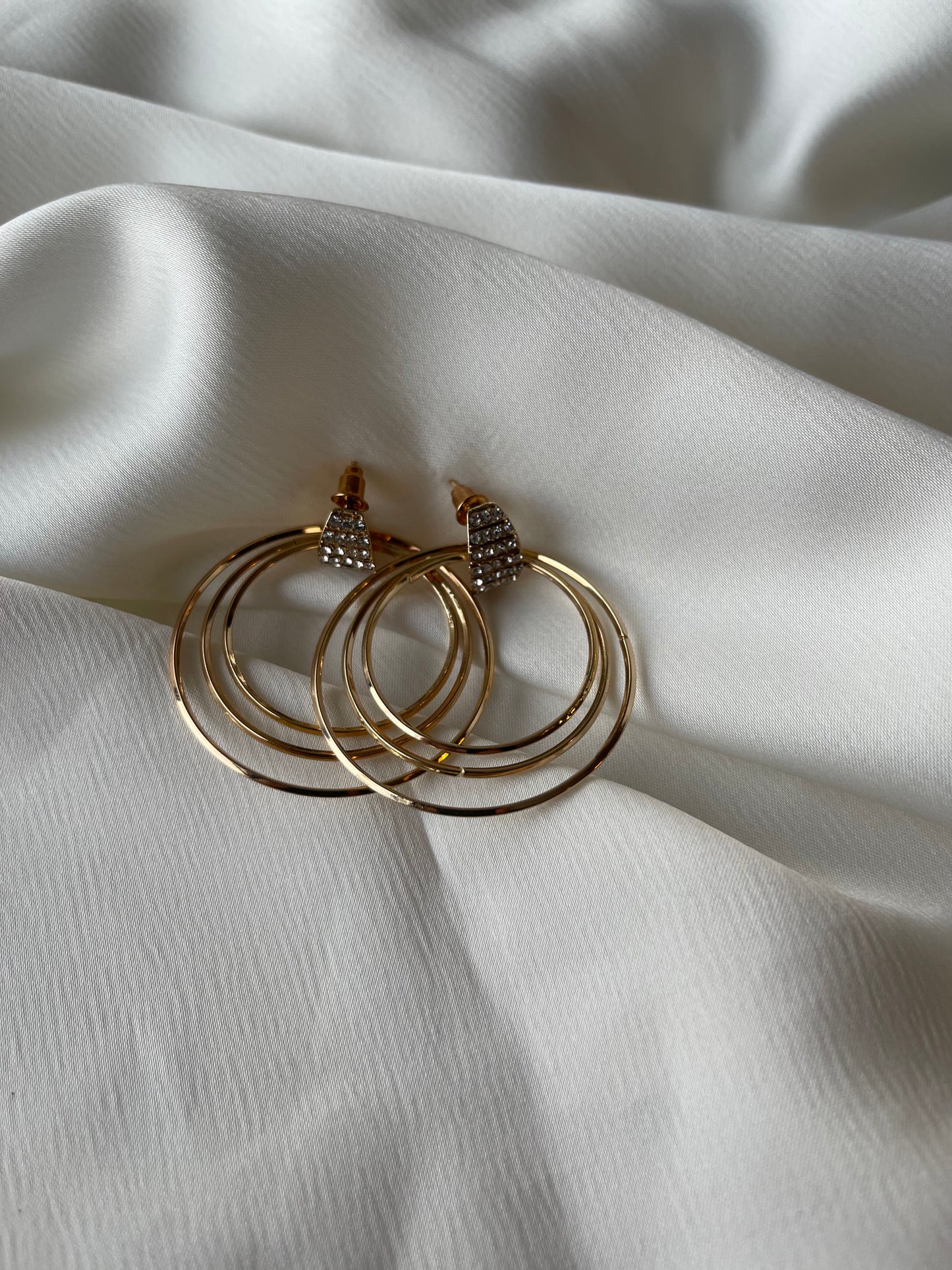 Radiant Trio Stone Hoop Earrings