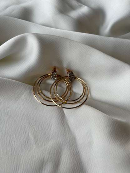 Radiant Trio Stone Hoop Earrings