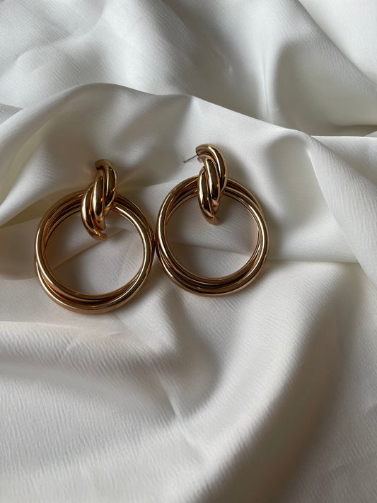 Twisted Elegance 21K Gold Hoops