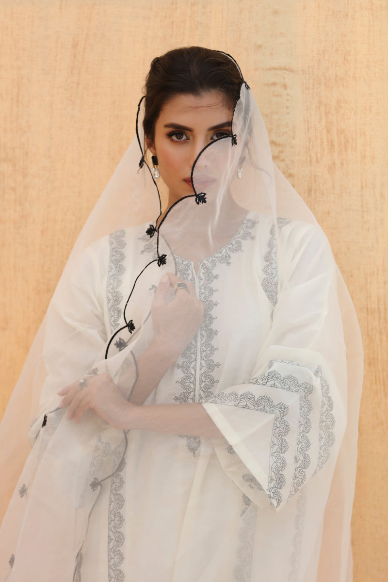 Offwhite Embroidered Dupatta