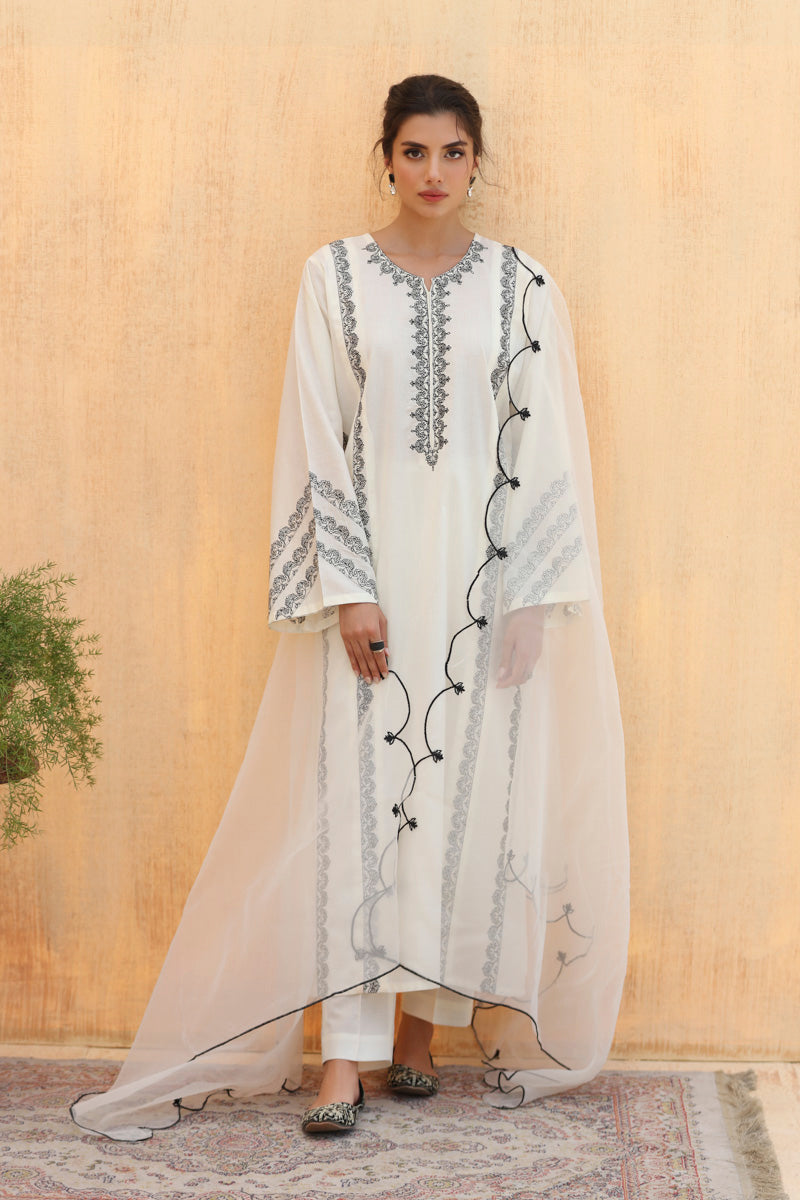 Offwhite Embroidered Dupatta